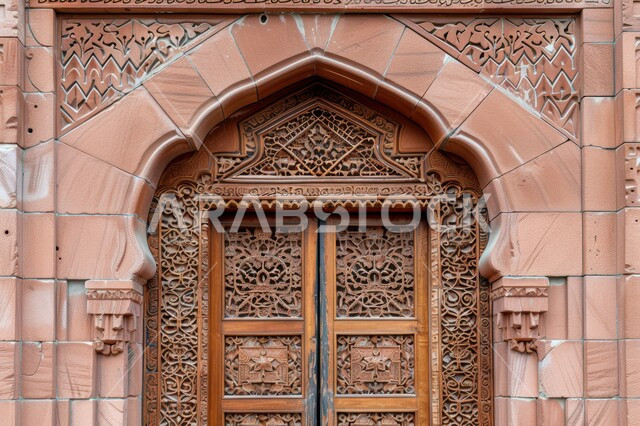 الابواب المصنوعة على الطراز الخشبي القديم, الفنون الهندسية المعمارية والتصاميم الاسلامية للأبواب القديمة في المملكة العربية السعودية, باب خشبي منحوت بالنقوش والزخارف التراثية العربية
