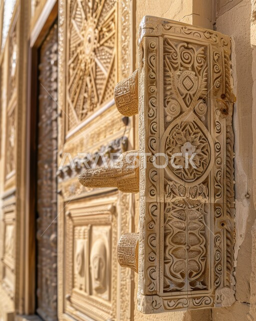 رسومات ونقوش حجرية اسلامية في الممكلة العربية السعودية, زخرفة عربية شرقية منحوتة على الجدار, تصاميم وديكورات على الطابع الاسلامي القديم للمساجد والمباني