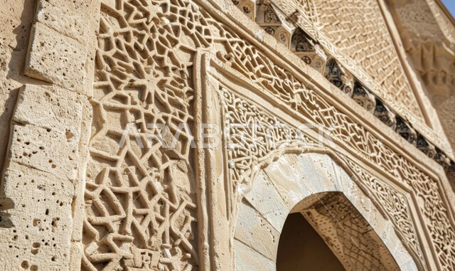 رسومات ونقوش حجرية اسلامية في الممكلة العربية السعودية, زخرفة عربية شرقية منحوتة على الجدار, تصاميم وديكورات على الطابع الاسلامي القديم للمساجد والمباني