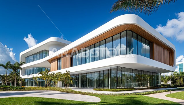 ديكورات وتصاميم خارجية عصرية متميزة على الطراز الحديث، الفن الهندسي المعماري المتطور للمباني في المملكة العربية السعودية، الاهتمام بزراعة أشجار النخيل، استقطاب المستثمرين والزوار من انحاء العالم، النمو والتقدم العمراني في العاصمة، الواجهات الزجاجية الضخمة