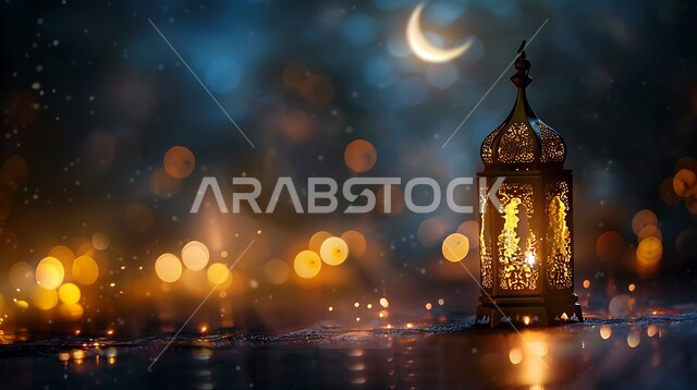 منظر الهلال في السماء،  العادات والتقاليد العربية في زينة الأعياد والمناسبات الدينية، النقوش المميزة للفوانيس المعدنية، الاستعداد لاستقبال شهر رمضان المبارك