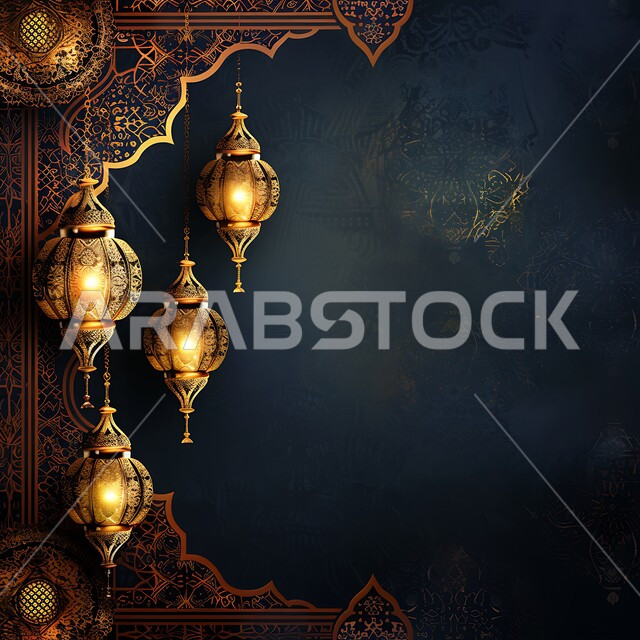 الأجواء الرمضانية الروحانية، مصابح و تحف تقليدية للاحتفال بقدوم شهر الخير, المناسبات والأعياد الدينية الإسلامية في المملكة العربية السعودية, فوانيس عربية معدنية تقليدية مزخرفة مضاءة ومعلقة