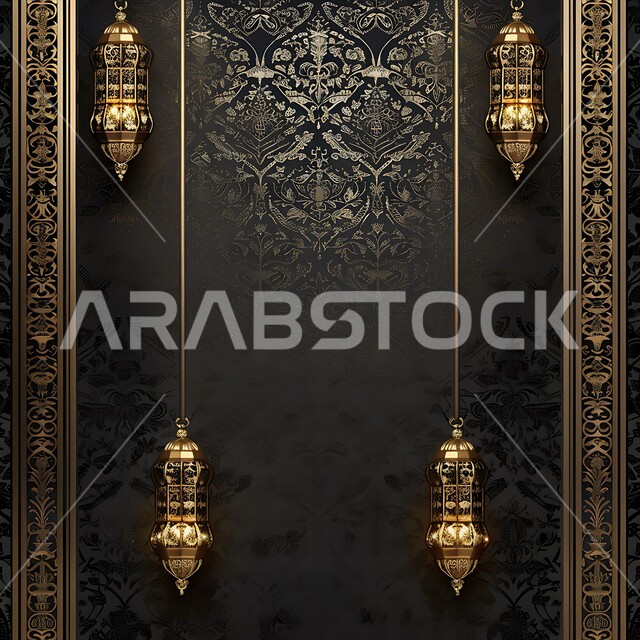 الأجواء الرمضانية الروحانية، مصابح و تحف تقليدية للاحتفال بقدوم شهر الخير, المناسبات والأعياد الدينية الإسلامية في المملكة العربية السعودية, فوانيس عربية معدنية تقليدية مزخرفة مضاءة ومعلقة