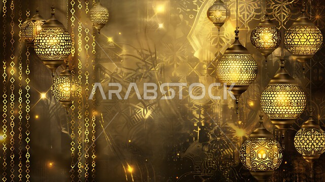 تحف دينية للاحتفال بقدوم شهر الخير, زينة واكسسورات الأعياد والمناسبات الاسلامية, التصميم الهندسي التقليدي للفوانيس المعدنية المعلقة في المملكة العربية السعودية, الأجواء الروحانية في رمضان المبارك
