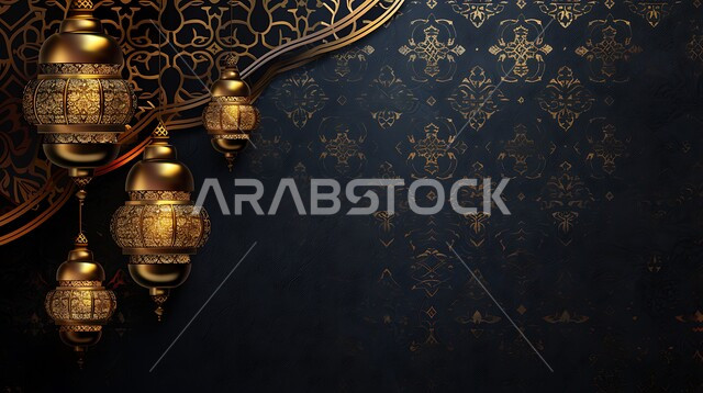 العادات والتقاليد العربية في زينة الأعياد والمناسبات الدينية، فوانيس وتحف وديكورات تقليدية للاحتفال بقدوم شهر الخير، أجواء رمضانية وروحانية إسلامية، مصابيح معدنية مزخرفة مضيئة، الاستعداد لاستقبال رمضان المبارك