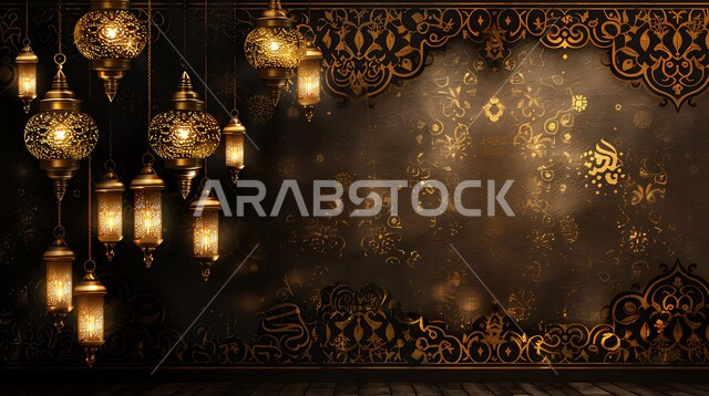 العادات والتقاليد العربية في زينة الأعياد والمناسبات الدينية، فوانيس وتحف وديكورات تقليدية للاحتفال بقدوم شهر الخير، أجواء رمضانية وروحانية إسلامية، مصابيح معدنية مزخرفة مضيئة، الاستعداد لاستقبال رمضان المبارك