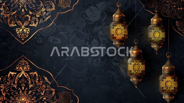مفهوم الاحتفال بالمناسبات والأعياد الدينية الاسلامية في المملكة العربية السعودية، ديكورات وزينة رمضان المبارك, الفوانيس المعدنية التقليدية المضاءة المعلقة, البهجة بقدوم شهر الخير، الأجواء الروحانية المتميزة