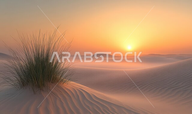 الكثبان والرمال الذهبية الناعمة بالاماكن الصحراوية في وقت الغروب, التشكيلات والتلال الرملية في الصحراء, المناطق البرية والمناظر الطبيعية في المملكة العربية السعودية,  رحلات السفاري الترفيهية, خلفية الطبيعة