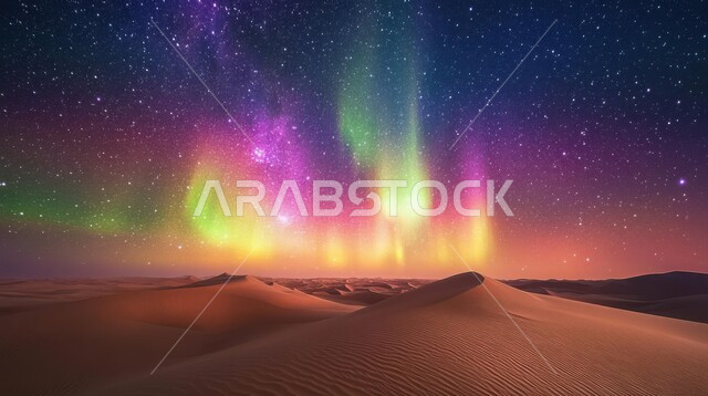 The Milky Way and the starry sky in the desert at night, desert regions ...
