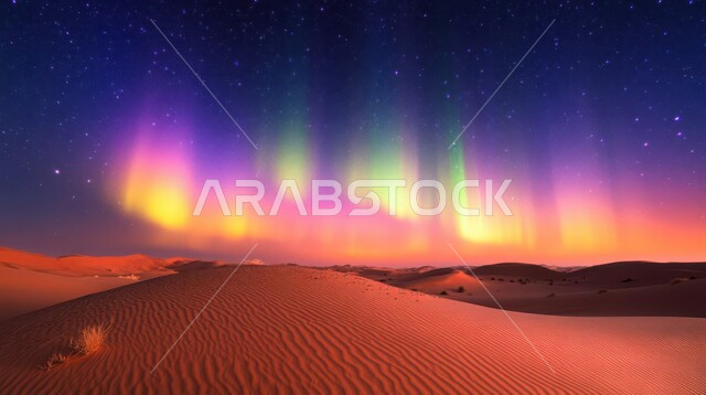 مناطق البادية والبيئة الطبيعية الصحراوية، مجرة درب التبانة والسماء المرصعة بالنجوم في الصحراء ليلاً, المناخ الصحراوي الجاف في المملكة العربية السعودية، التضاريس والكثبان الرملية الناعمة في الاماكن البرية