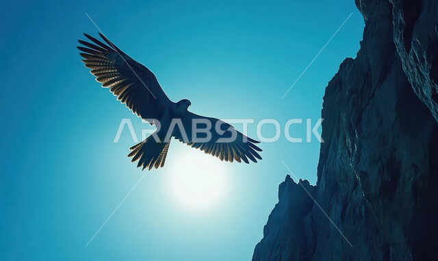 ترويض وتدريب الطيور الجارحة والمفترسة، إقامة نادي الصقور في موسم الصيد السنوي في المملكة العربية السعودية، الفخر بالتراث السعودي العريق، طائر الصقر يحلق في إحدى المحميات الطبيعيه، رمز القوة والتحدي وحدة البصر