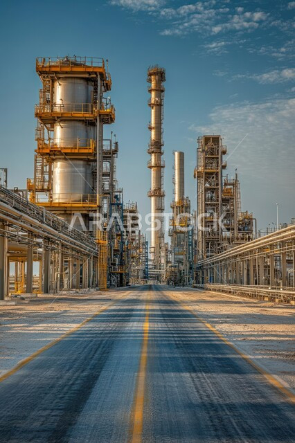 مفهوم هندسة البترول في دول الخليج, صناعات ومشاريع بتروكيماوية، مصفاة تكرير الغاز, النهضة بالاقتصاد الوطني السعودي, منظر المستودعات والخزانات الكبيرة والضخمة , مصانع ومعامل النفط في المملكة العربية السعودية