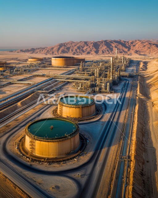 مفهوم هندسة البترول في دول الخليج, صناعات ومشاريع بتروكيماوية، مصفاة تكرير الغاز, النهضة بالاقتصاد الوطني السعودي, منظر المستودعات والخزانات الكبيرة والضخمة , مصانع ومعامل النفط في المملكة العربية السعودية