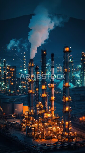 النهضة بالاقتصاد الوطني السعودي, مفهوم هندسة البترول في دول الخليج, صناعات ومشاريع بتروكيماوية، مصفاة تكرير الغاز, منظر المستودعات والخزانات الكبيرة والضخمة, مصانع ومعامل النفط في المملكة العربية السعودية