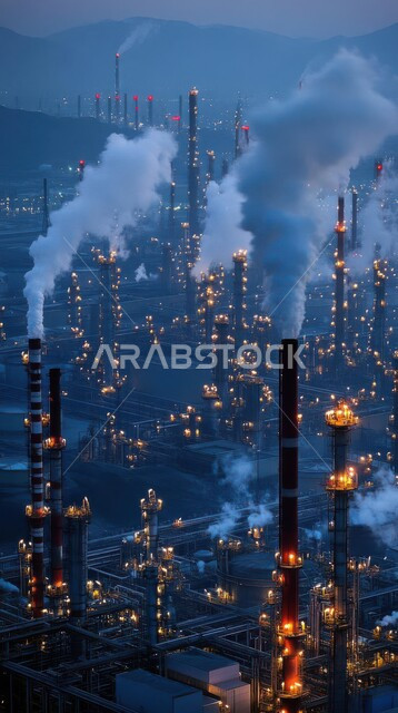 النهضة بالاقتصاد الوطني السعودي, مفهوم هندسة البترول في دول الخليج, صناعات ومشاريع بتروكيماوية، مصفاة تكرير الغاز, منظر المستودعات والخزانات الكبيرة والضخمة, مصانع ومعامل النفط في المملكة العربية السعودية