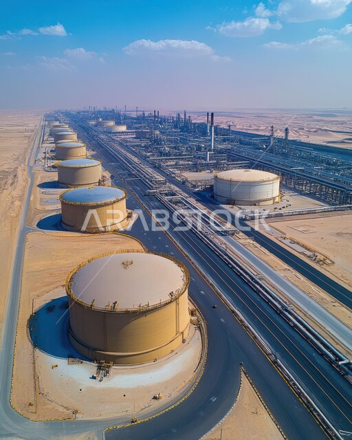 النهضة بالاقتصاد الوطني السعودي, مفهوم هندسة البترول في دول الخليج, صناعات ومشاريع بتروكيماوية، مصفاة تكرير الغاز, منظر المستودعات والخزانات الكبيرة والضخمة, مصانع ومعامل النفط في المملكة العربية السعودية