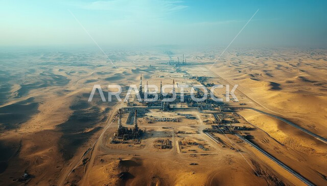 Renaissance of the Saudi national economy, the concept of petroleum engineering in the Gulf countries, petrochemical industries and projects, gas refinery, view of large and huge warehouses and tanks, oil factories and laboratories in the Kingdom of Saudi Arabia