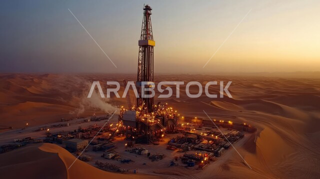 التنقيب على الثروات الباطنية في الصحراء, الآلات الضخمة والمعدات الثقيلة المستخدمة في الحفر, العمل في مجال الهندسة البترولية, صناعات ومشاريع بيتروكيماوية في المملكة, مصانع تكرير النفط والغاز في المنطقة الصناعية بالسعودية, النمو والتقدم الاقتصادي السعودي