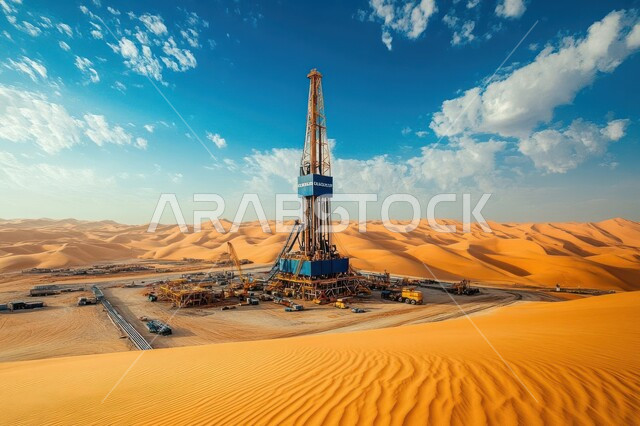 التنقيب على الثروات الباطنية في الصحراء, الآلات الضخمة والمعدات الثقيلة المستخدمة في الحفر, العمل في مجال الهندسة البترولية, صناعات ومشاريع بيتروكيماوية في المملكة, مصانع تكرير النفط والغاز في المنطقة الصناعية بالسعودية, النمو والتقدم الاقتصادي السعودي