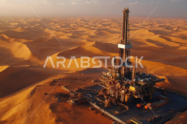 التنقيب على الثروات الباطنية في الصحراء, الآلات الضخمة والمعدات الثقيلة المستخدمة في الحفر, العمل في مجال الهندسة البترولية, صناعات ومشاريع بيتروكيماوية في المملكة, مصانع تكرير النفط والغاز في المنطقة الصناعية بالسعودية, النمو والتقدم الاقتصادي السعودي