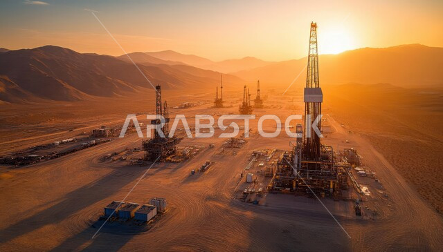 التنقيب على الثروات الباطنية في الصحراء, الآلات الضخمة والمعدات الثقيلة المستخدمة في الحفر, العمل في مجال الهندسة البترولية, صناعات ومشاريع بيتروكيماوية في المملكة, مصانع تكرير النفط والغاز في المنطقة الصناعية بالسعودية, النمو والتقدم الاقتصادي السعودي