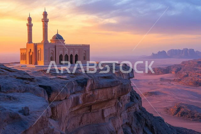 دعوة المسلمين لأداء الصلاة,  معالم السياحة المشهورة, الفن الهندسي المعماري لبناء المساجد في الطبيعة الصحراوية والبيئة الجبلية، التكوينات الصخرية الطبيعية في صحراء المملكة العربية السعودية، تشكلات الصخور في الجبال 