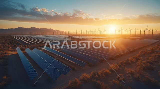 محطة لتوليد الطاقة الكهربائية البديلة في المملكة العربية السعودية, استخدام الطاقة المتجددة صديقة البيئة، حقول ألواح الخلايا الشمسية وعنفات الرياح الكبيرة, التنمية المستدامة الطبيعية