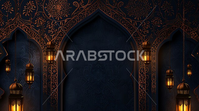 العادات والتقاليد العربية في زينة الأعياد والمناسبات الدينية، فوانيس وتحف وديكورات تقليدية للاحتفال بقدوم شهر الخير، أجواء رمضانية وروحانية إسلامية، مصابيح عربية معدنية مزخرفة مضيئة، الاستمتاع بالأجواء الروحاينة الدينية