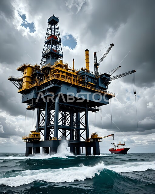 اعتماد التقنيات والتكنولوجيا الحديثة في المملكة العربية السعودية, جودة معامل ومعدات الإنتاج، منصات لاستنباط النفط والزيوت وسط البحر, استخراج وتصدير الثروات الباطنية