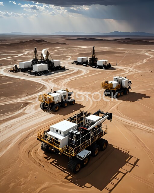 استخراج وتصدير الثروات الباطنية، اعتماد التقنيات والتكنولوجيا الحديثة في المملكة العربية السعودية, جودة معامل ومعدات الإنتاج، منصات لاستنباط النفط والزيوت وسط الصحراء