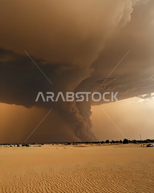 رياح ترابية في المناطق الصحراوية, الظواهر والكوارث الطبيعية، منظر الإعصار الهوائي، التشكيلات والتكوينات في المملكة العربية السعودية، الزوابع والاعاصير الغبارية، الكثبان والرمال الذهبية الناعمة