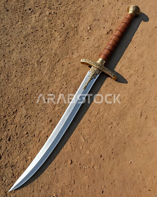 التحف الأثرية في المملكة العربية السعودية, التراث والأصالة والعراقة, صناعات يدويه وحرف مميزة للأسلحة القديمة, صورة مقربة للسيف العربي