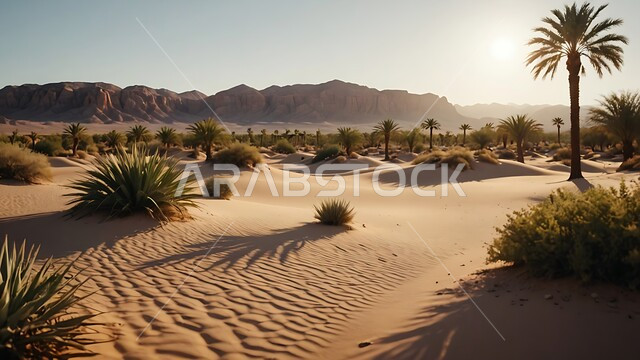 نمو الشوكيات والأعشاب في براري المملكة العربية السعودية, النباتات والمزروعات البرية في المحميات الطبيعية، الكثبان والمرتفعات الرملية في الصحراء, الرمال الذهبية الناعمة في المناطق الصحراوية