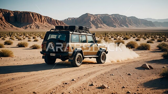 Driving a four-wheel drive vehicle (dune bashing), a fun desert activity, an exciting adventure in the desert environment, enjoying hobbies and recreational activities in the Saudi desert areas, adventures on the sand dunes