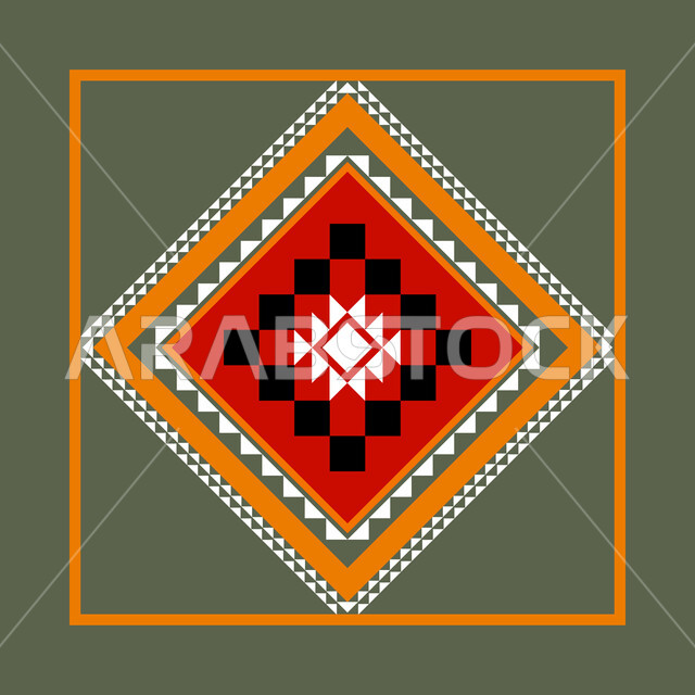 زخرفة السدو العسيري بأشكال مختلفة، التراث السعودي الشعبي، الفن التراثي الحرفي التقليدي، تصميم سعودي للنقوش العربيه الملونة الاصيله في المملكة العربيه السعودية