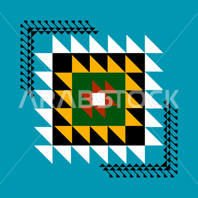 Traditional heritage crafts, Saudi designs for authentic colorful Arabic engravings in the Kingdom of Saudi Arabia, Asir Sadu decoration in different forms, Saudi folk heritage