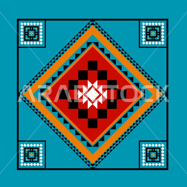 تصميم سعودي للنقوش العربيه الملونة الاصيله في المملكة العربيه السعودية، زخرفة السدو العسيري بأشكال مختلفة، التراث السعودي الشعبي، فنون حرفيه تراثيه تقليدية