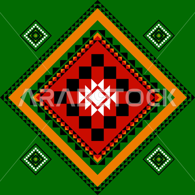 التصاميم السعودية للنقوش العربيه الملونة الاصيله في المملكة العربيه، زخرفة السدو العسيري بأشكال مختلفة، التراث السعودي الشعبي، فنون حرفيه تراثيه تقليدية