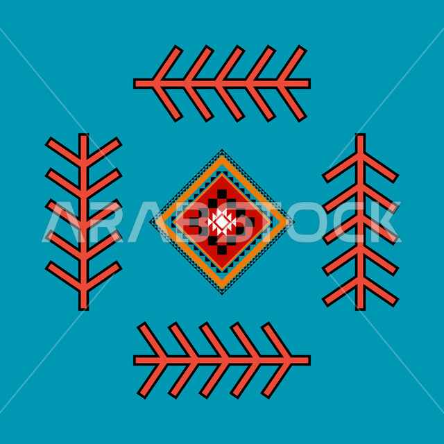 زخرفة السدو العسيري بأشكال مختلفة، التراث السعودي الشعبي، الفن التراثي الحرفي التقليدي، تصميم سعودي للنقوش العربيه الملونة الاصيله في المملكة العربيه السعودية