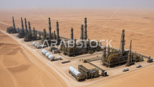 مصافي تكرير النفط والغاز, صناعات ومشاريع بتروكيماوية، مفهوم هندسة البترول في دول الخليج, النهضة بالاقتصاد الوطني السعودي, الأبراج والهياكل المعدنية في الأراضي الصحراوية, مستودعات وخزانات كبيرة وضخمة, مصانع ومناجم الوقود في المملكة العربية السعودية