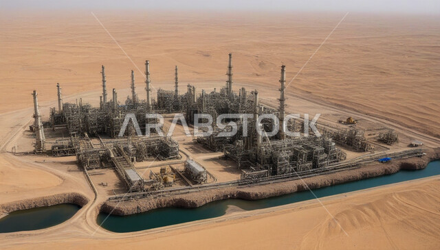 مصافي تكرير النفط والغاز, صناعات ومشاريع بتروكيماوية، مفهوم هندسة البترول في دول الخليج, النهضة بالاقتصاد الوطني السعودي, الأبراج والهياكل المعدنية في الأراضي الصحراوية, مستودعات وخزانات كبيرة وضخمة, مصانع ومناجم الوقود في المملكة العربية السعودية