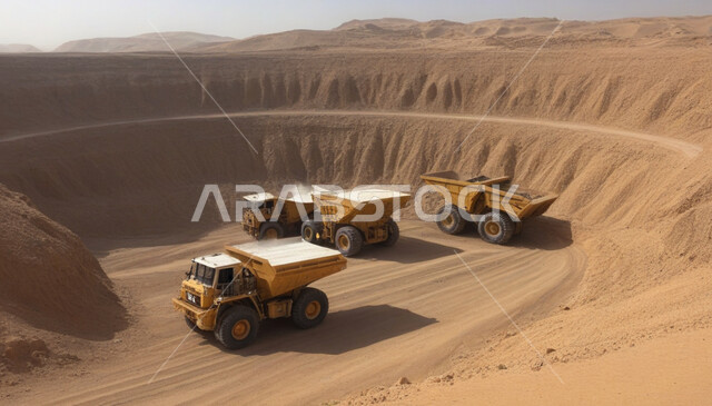 النهضة بالاقتصاد الوطني في المملكة العربية السعودية، أعمال الحفر والاستنباط في موقع التعدين، الطبيعة الجبلية والتضاريس، مناجم النيكل الطبيعي، التنقيب عن الثروات الباطنية الخام باستخدام الآليات الضخمة، التكوينات والتشكيلات الرملية