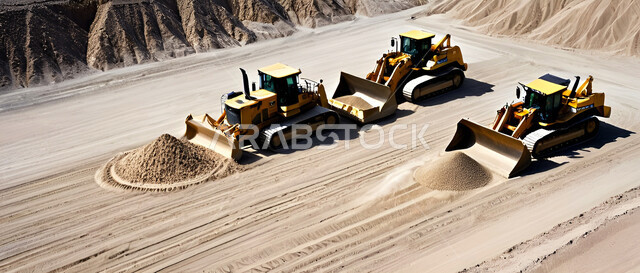  مفهوم مشاريع البناء والانشاءات الكبيرة، جرافات هيدروليكية تقوم بأحد اعمال التعدين لنقل وتفريغ الأتربة في الأماكن الجبلية في المملكة العربية السعودية, مهن ووظائف هندسية صناعية, استخدام الآلات والمعدات الثقيلة في المناطق الوعرة في وقت النهار