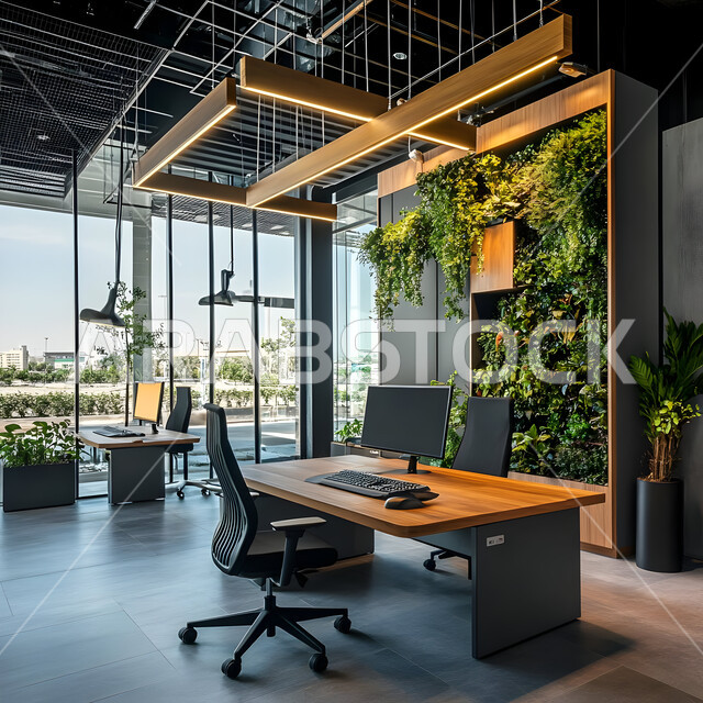 مكتب بديكور راقي على الطراز الحديث, تصاميم حديثة لمكاتب الشركات في المملكة العربية السعودية, تجهيزات مكتبية مع أثاث مكتبي مريح, الديكورات العصرية الفاخرة, التصميم الداخلي الأنيق, النوافذ والواجهات الزجاجية 