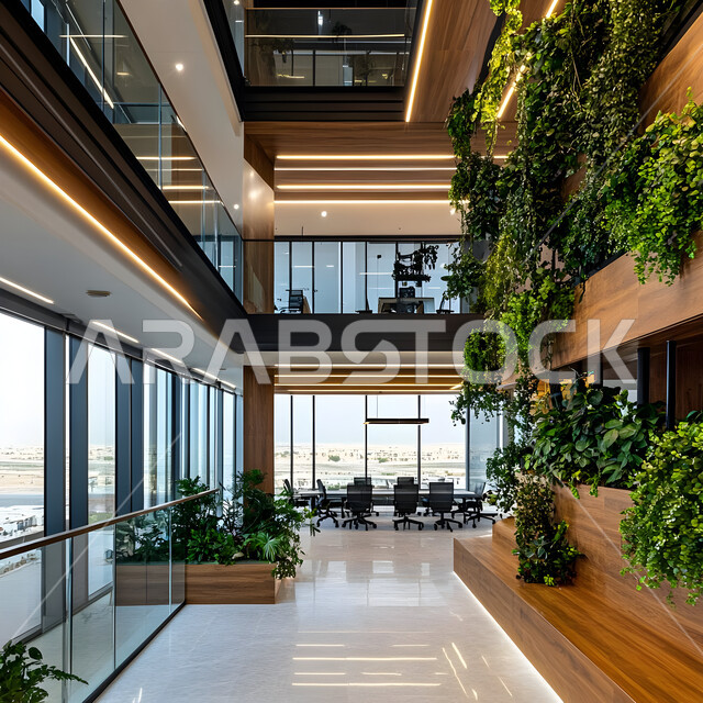 مكتب بديكور راقي على الطراز الحديث, تصاميم حديثة لمكاتب الشركات في المملكة العربية السعودية, تجهيزات مكتبية مع أثاث مكتبي مريح, الديكورات العصرية الفاخرة, التصميم الداخلي الأنيق, النوافذ والواجهات الزجاجية 