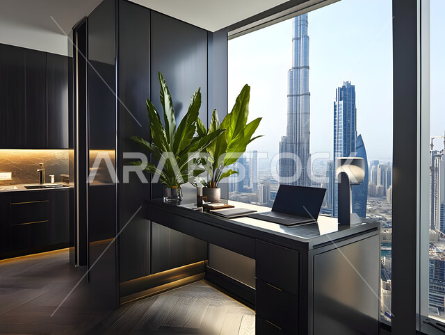 التصميم الداخلي الأنيق, مكتب بديكو راقي على الطراز الحديث, تصاميم حديثة لمكاتب الشركات في المملكة العربية السعودية, تجهيزات مكتبية مع أثاث مكتبي مريح, الديكورات العصرية الفاخرة, النوافذ والواجهات الزجاجية 