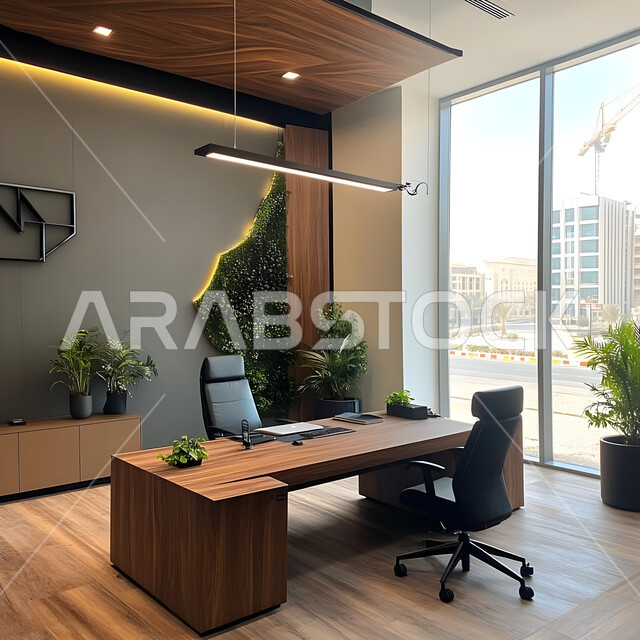 التصميم الداخلي الأنيق, مكتب بديكو راقي على الطراز الحديث, تصاميم حديثة لمكاتب الشركات في المملكة العربية السعودية, تجهيزات مكتبية مع أثاث مكتبي مريح, الديكورات العصرية الفاخرة, النوافذ والواجهات الزجاجية 