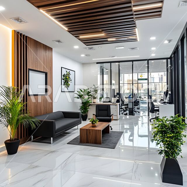 التصميم الداخلي الأنيق, مكتب بديكو راقي على الطراز الحديث, تصاميم حديثة لمكاتب الشركات في المملكة العربية السعودية, تجهيزات مكتبية مع أثاث مكتبي مريح, الديكورات العصرية الفاخرة, النوافذ والواجهات الزجاجية 