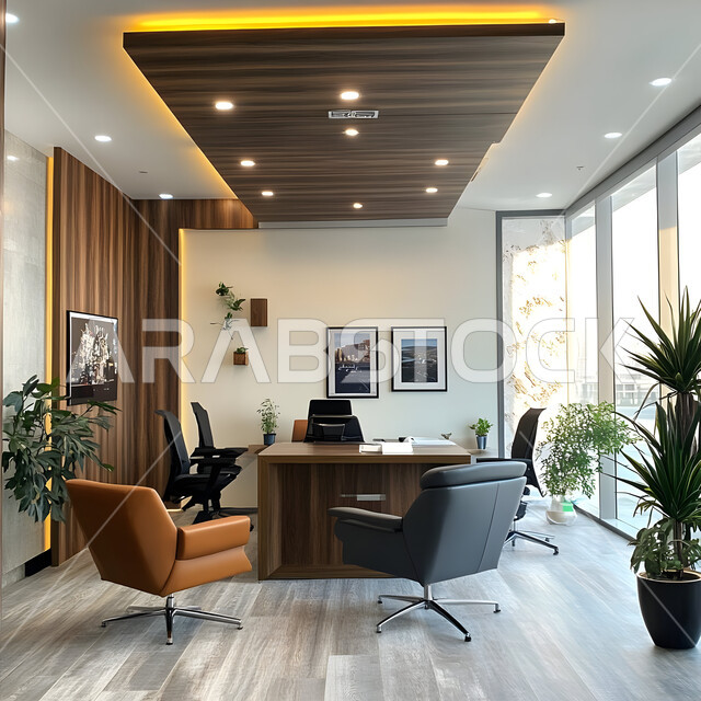 التصميم الداخلي الأنيق, مكتب بديكو راقي على الطراز الحديث, تصاميم حديثة لمكاتب الشركات في المملكة العربية السعودية, تجهيزات مكتبية مع أثاث مكتبي مريح, الديكورات العصرية الفاخرة, النوافذ والواجهات الزجاجية 