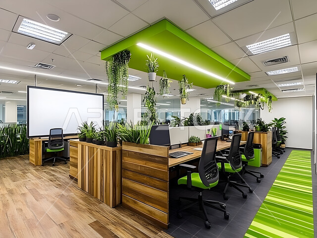 غرف مكتبية بتصاميم وديكورات داخلية فخمة، النوافذ والواجهات الزجاجية الكبيرة المطلة على الخارج، التصميم العصري الحديث للمكاتب في الشركات والمراكز التجارية السعودية، غرفة اجتماعات واسعة مع طاولة محاطة بكراسي، قاعة الأعمال وعقد الاتفاقات مع فريق العمل